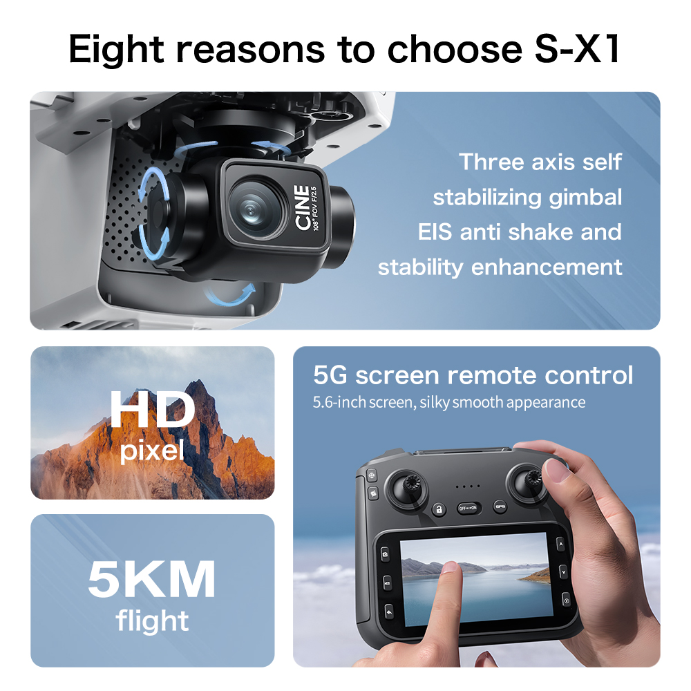 Original S-X1 GPS Foldable RC  - Drone Gimbal Brushless recension och pris